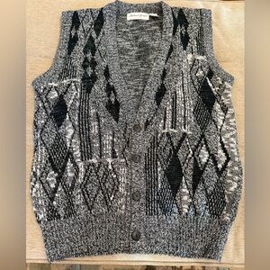 Michael Gerald Black and White Knit Sweater vest XL